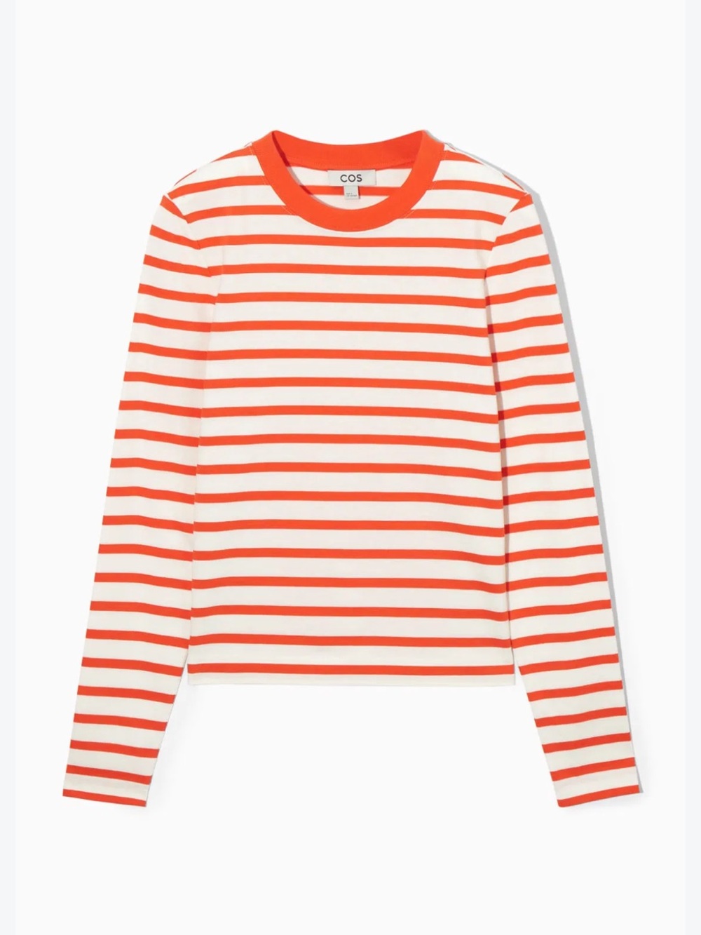COS Regular-Fit Heavyweight Long-Sleeved T-Shirt Orange Stripe